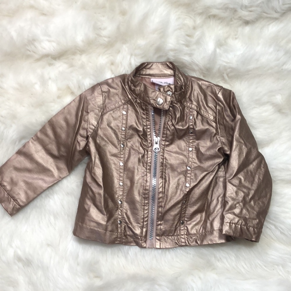 Little Lass 12 month rose gold pleather jacket baby girl